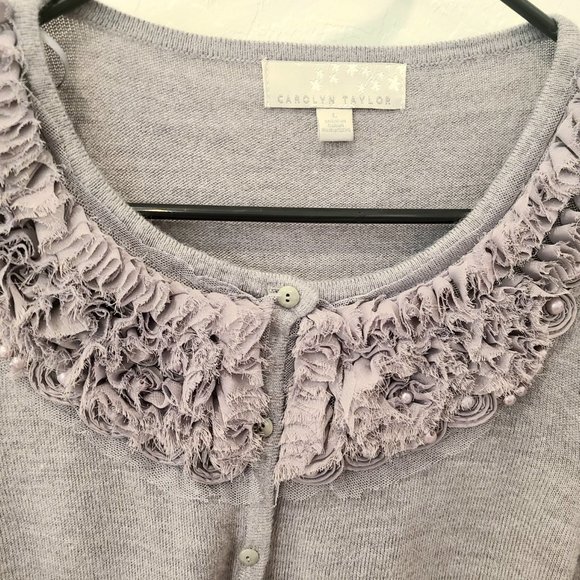 Carolyn Taylor gray button up sweater...size large - Picture 5 of 6